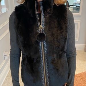Milly genuine leather and rabbit fur vest.